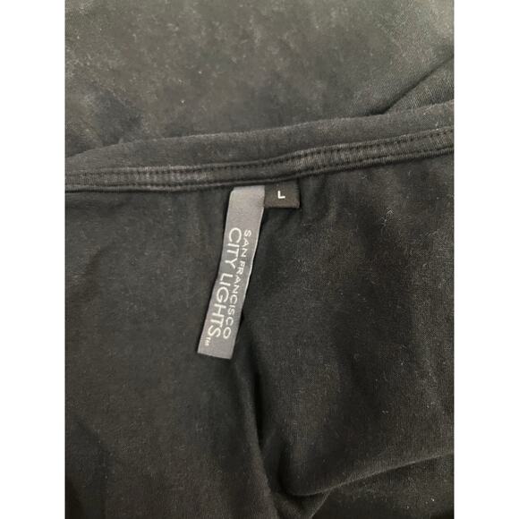 San Francisco City Lights Raw V-Neck Tee T-Shirt in Black Size Large NEW - Picture 6 of 7